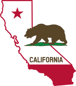 california flag as california state outline