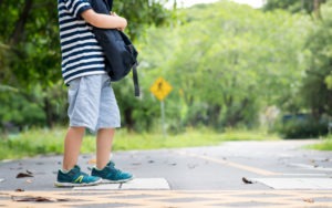 Safety Zone Driving: CVC 21709 Laws in California | What to Know child waits in roadway safety zone