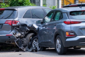 two sedans plowed into each other