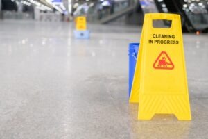 Slip and Fall Accident Lawyer in Downey | Free Consultations 24/7 floor cleaning sign