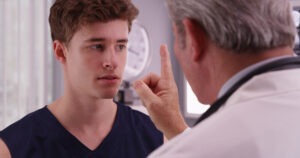 athlete undergoing brain exam