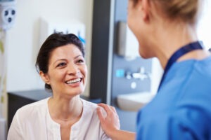 burn victim talking to doctor