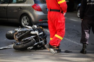 motorcycle on the road after accident