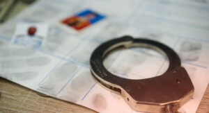 A pair of handcuffs on a piece of paper as a person wonders if drug charges are violent in California.