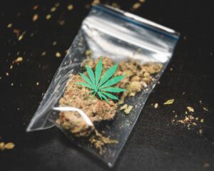 Cannabis possession in a bag.